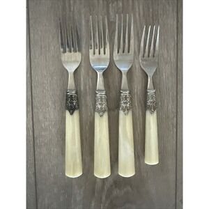 4 PCs Gibson Roseland White 3 Dinner Fork 1 Salad Fork Glossy‎ Stainless